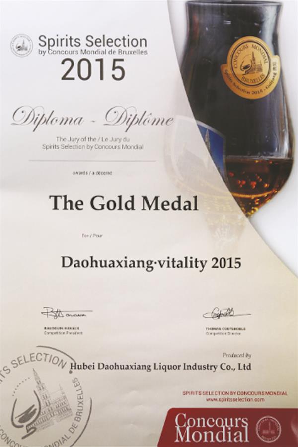 2015年，活力型被评为“比利时布鲁塞尔国际烈性酒大奖赛金奖”