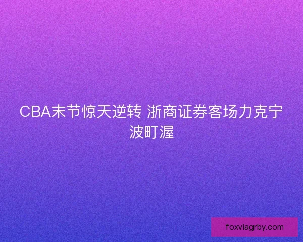 CBA末节惊天逆转 浙商证券客场力克宁波町渥
