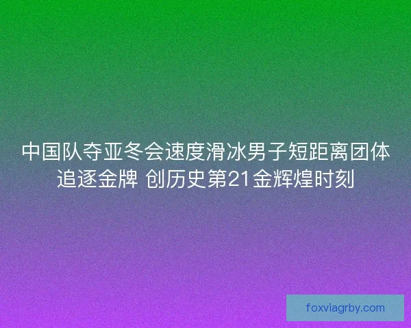 中国队夺亚冬会速度滑冰男子短距离团体追逐金牌 创历史第21金辉煌时刻