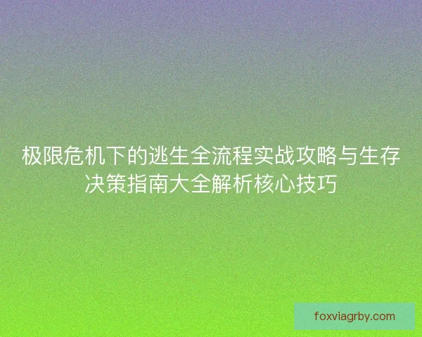 极限危机下的逃生全流程实战攻略与生存决策指南大全解析核心技巧