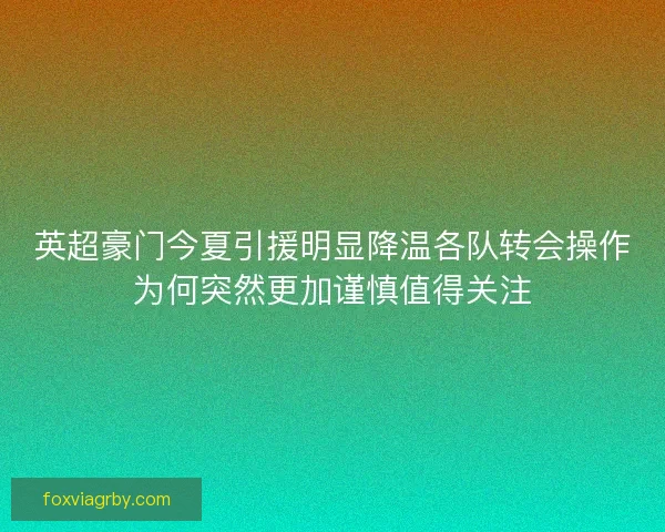 英超豪门今夏引援明显降温各队转会操作为何突然更加谨慎值得关注